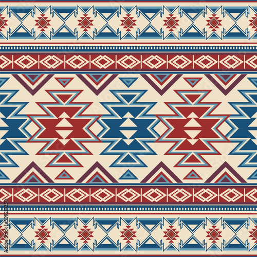 Native pattern american tribal indian ornament pattern geometric ethnic textile texture tribal aztec pattern navajo mexican fabric seamless Vector decoration fashion