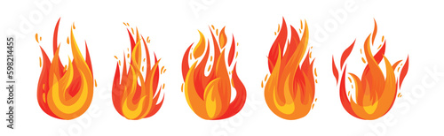 Tongue of Burning Fire and Flame Vector Set