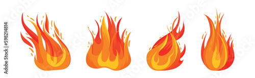 Tongue of Burning Fire and Flame Vector Set
