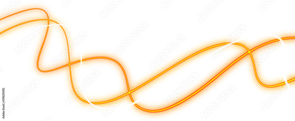Curved neon line with glowing orange light Curved neon line with glowing orange light