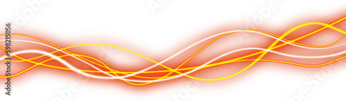 Curved neon line with glowing orange light