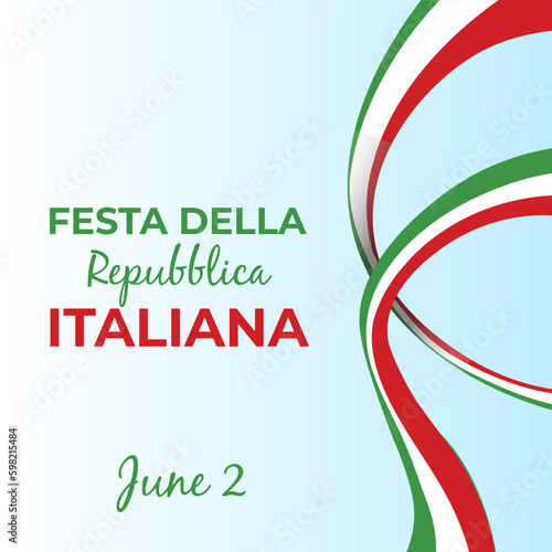 Italian republic day, 2th June, festa della repubblica Italiana, bent waving ribbon in colors of the Italian national flag. Celebration background photo