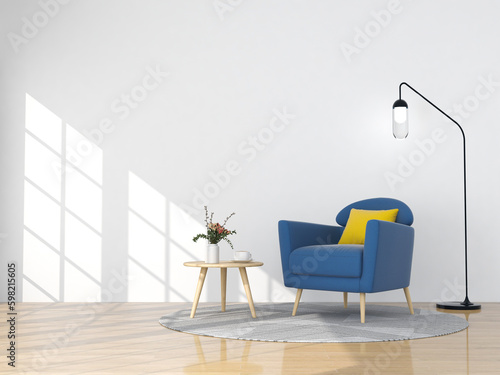 interior living room with armchair. 3D render