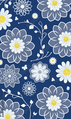 Flat floral handdraw pattern design