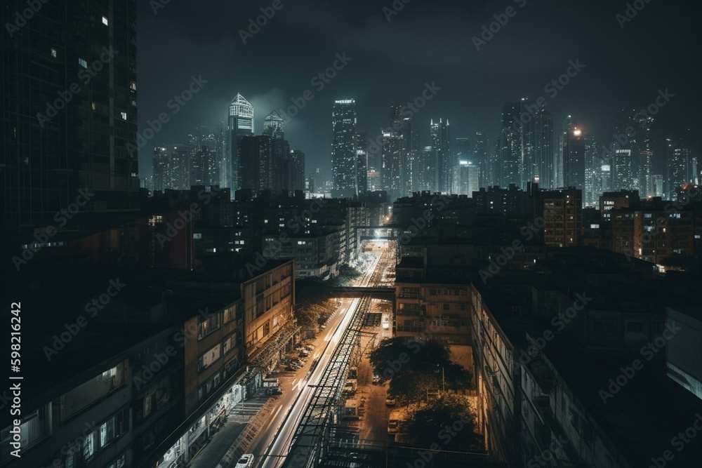 Speedy urban skyline. Generative AI