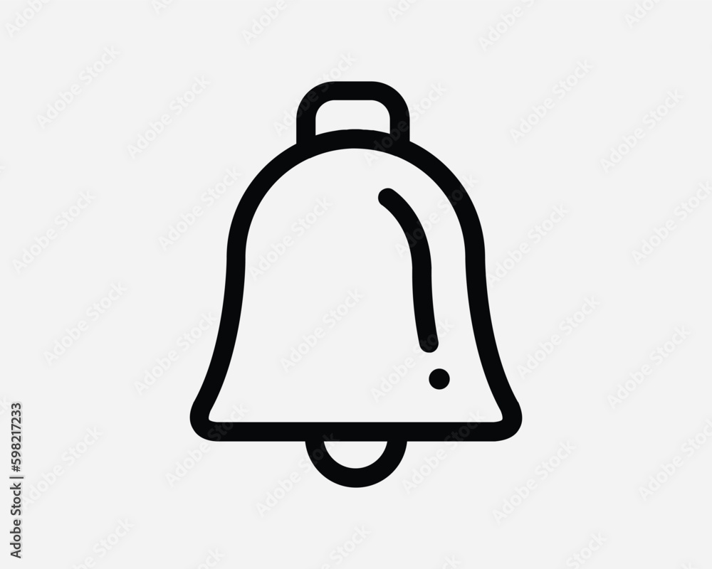 Obraz premium Bell Line Linear Icon. Christmas Holiday Season Jingle Doorbell Symbol. Notification Reminder Alarm Alert Sign Vector Graphic Illustration Clipart