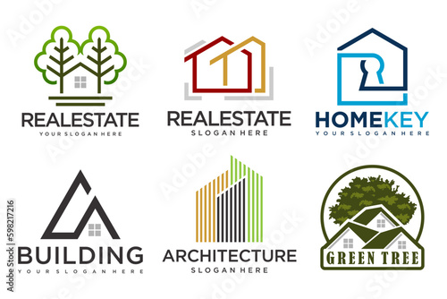 Real Estate Logo, house logo and building logo icon set .design template vector illustration