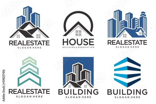 Real Estate Logo, house logo and building logo icon set .design template vector illustration