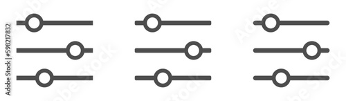 Filter and sort vector icons set. Options, settings, adjustment vector signs