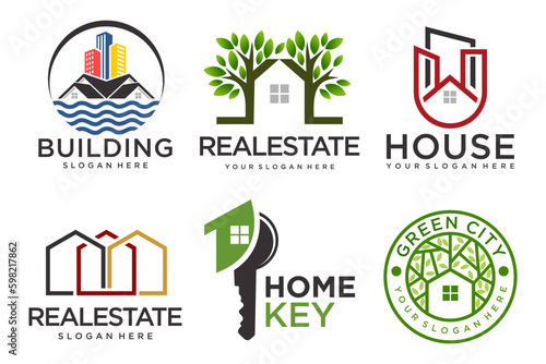 Real Estate Logo, house logo and building logo icon set .design template vector illustration