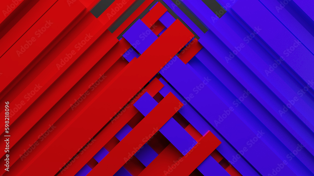 Abstract background,red and blue oblique shape on a background,The concept of competition between two parties,3D rendering Abstract background,red and blue oblique shape on a background,The concept of competition between two parties,3D rendering