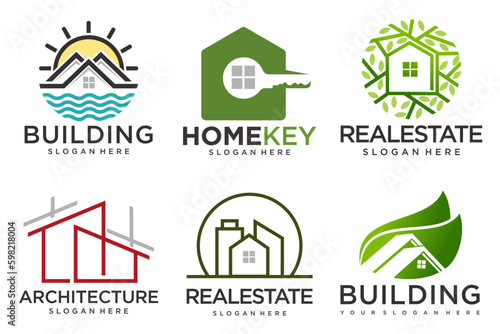Real Estate Logo, house logo and building logo icon set .design template vector illustration