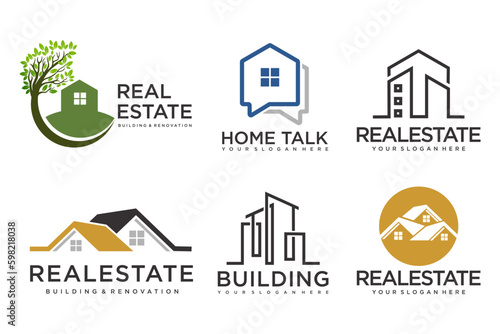 Real Estate Logo, house logo and building logo icon set .design template vector illustration