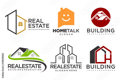Real Estate Logo, house logo and building logo icon set .design template vector illustration