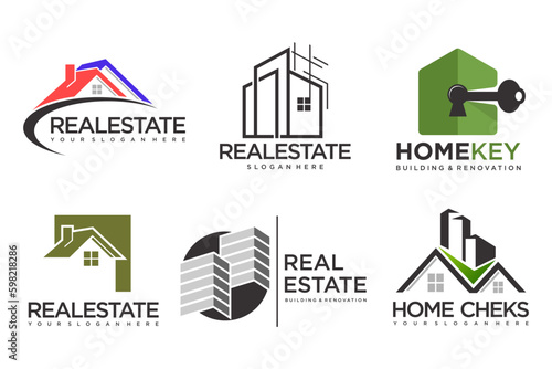 Real Estate Logo, house logo and building logo icon set .design template vector illustration