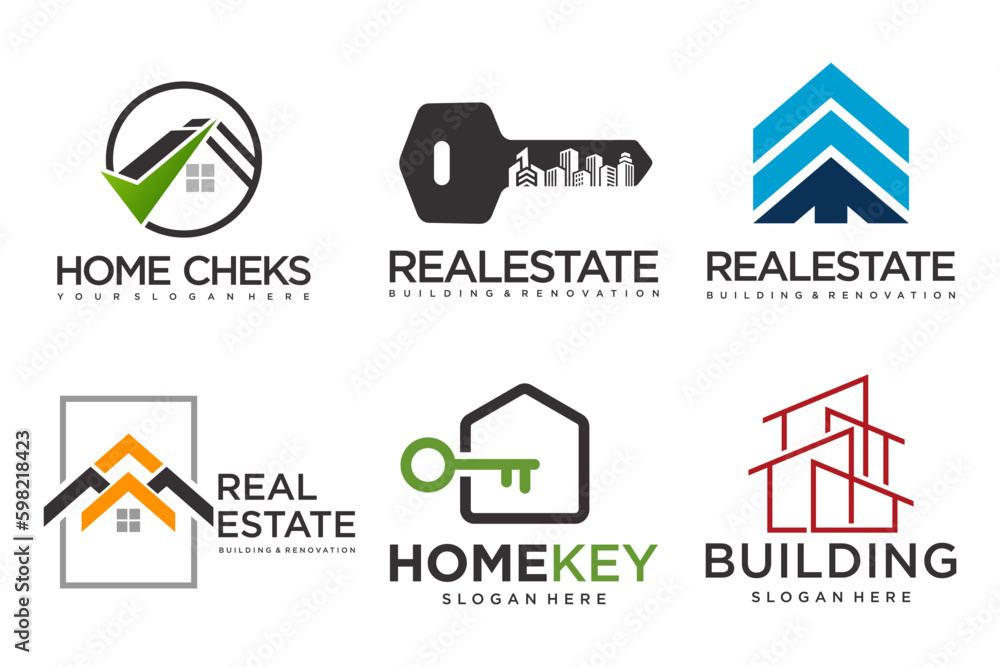 Real Estate Logo, house logo and building logo icon set .design template vector illustration Real Estate Logo, house logo and building logo icon set .design template vector illustration
