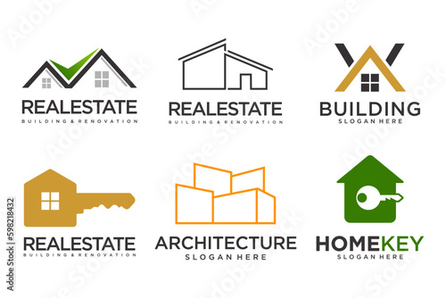 Real Estate Logo, house logo and building logo icon set .design template vector illustration