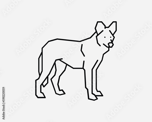 Coyote Wild Dog Wolf Fox Hyena Wildlife German Shepherd Pet Black and White Line Icon Sketch Style Sign Symbol Vector Artwork Clipart Illustration
