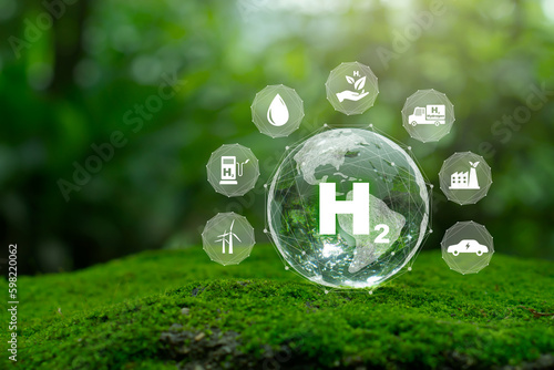 H2 hydrogen innovation zero emissions technology.Clean hydrogen energy concept.Hydrogen production.Hydrogen Industry Concept.