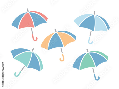 傘　雨の日イラスト　セット