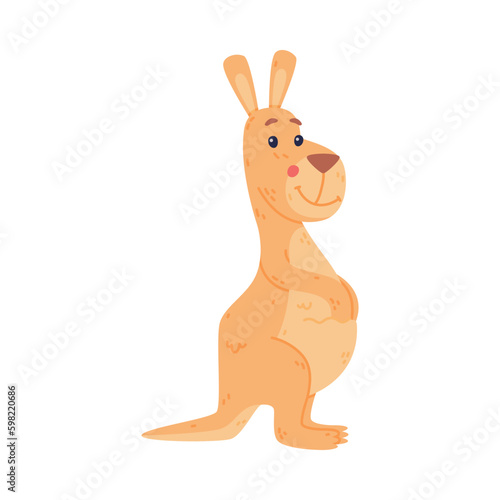 Funny Kangaroo Marsupial Animal Standing and Smiling Vector Illustration