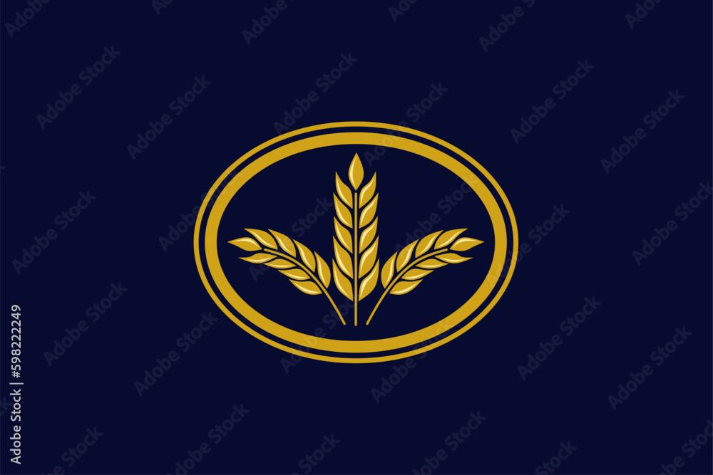 Paddy or wheat logo icon vector design in oval circle