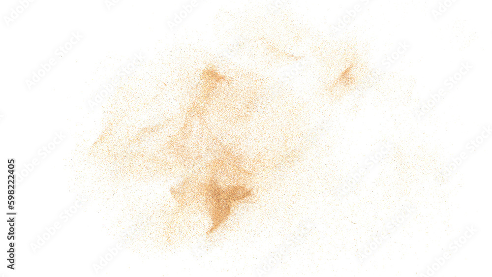 3D rendering of scattered sand granules or fine dirt on transparent background - obrazy, fototapety, plakaty 
