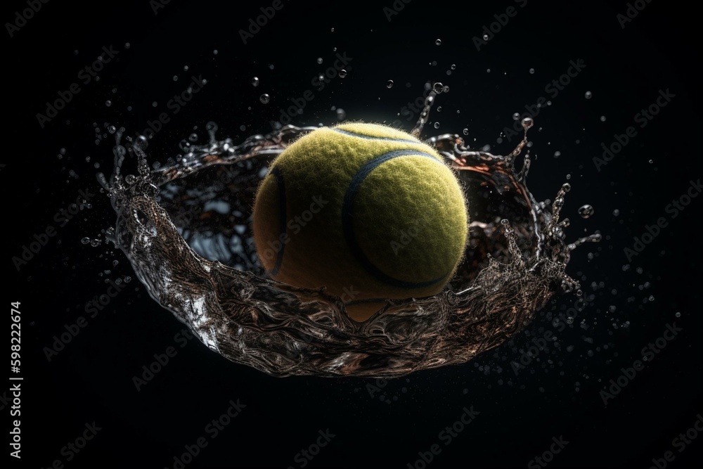 A tennis ball bouncing. Generative AI