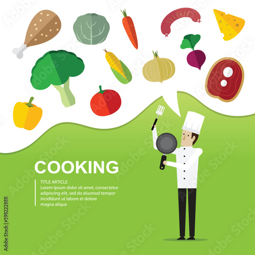 Cooking food and vegetables template