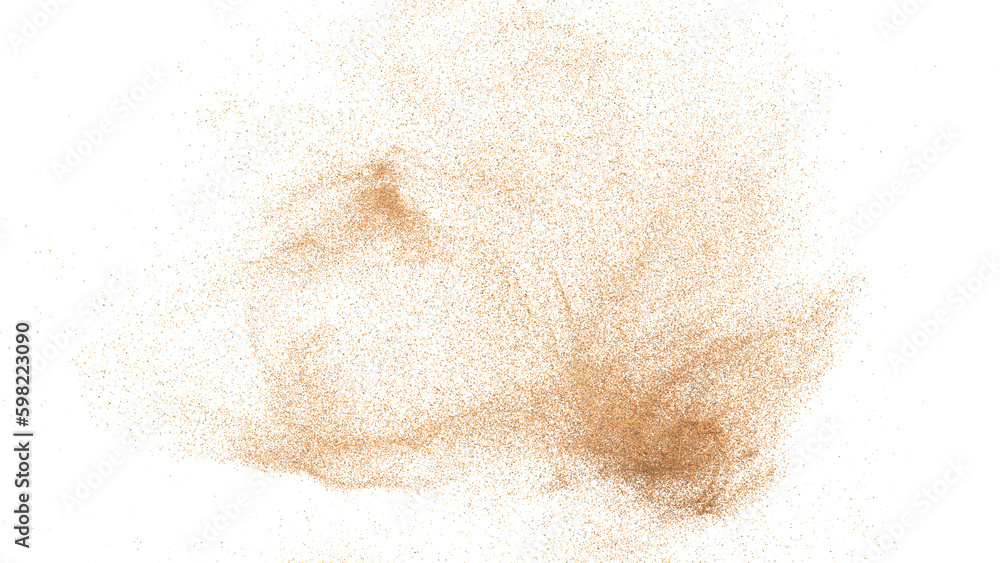 3D rendering of scattered sand granules or fine dirt on transparent background 3D rendering of scattered sand granules or fine dirt on transparent background