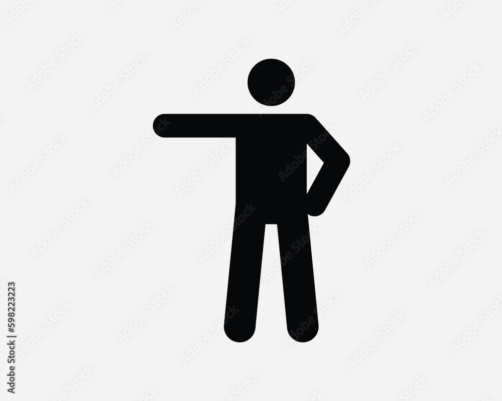 Man Pointing Left Icon. Stick Figure Point Action Direction Navigation Expression Gesture Icon Sign Symbol Artwork Graphic Illustration Clipart Vector Man Pointing Left Icon. Stick Figure Point Action Direction Navigation Expression Gesture Icon Sign Symbol Artwork Graphic Illustration Clipart Vector