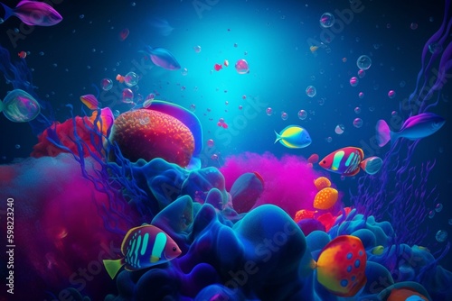 Colorful depiction of aquatic backdrop. Generative AI