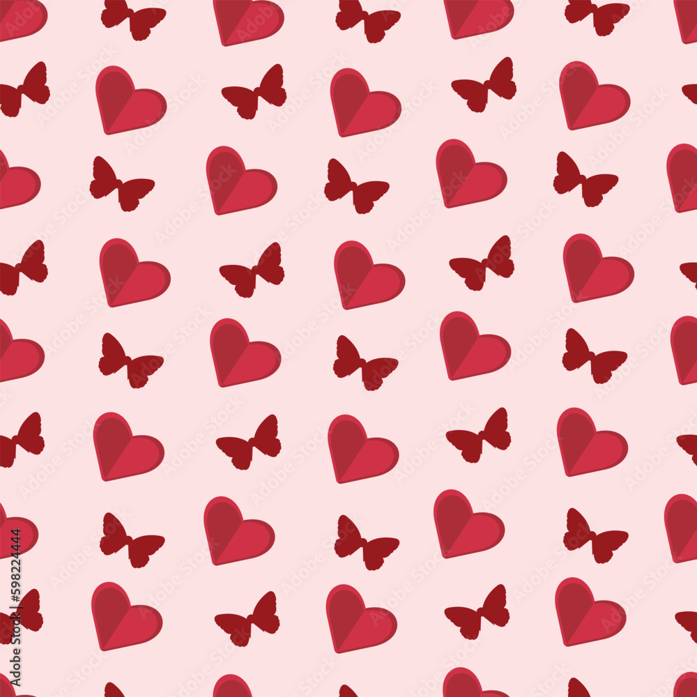 Seamless love pattern on a pink background.