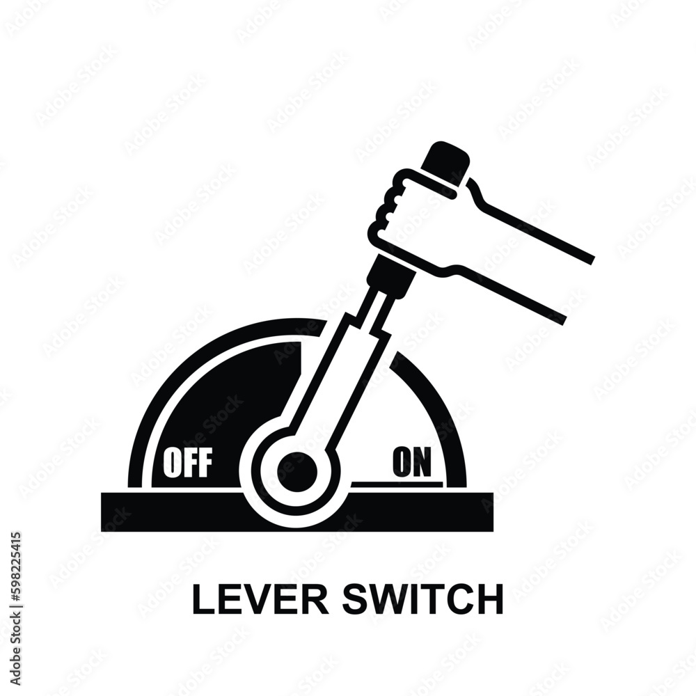 Lever switch icon. Hand holding lever switch on and off isolated on background vector illustration. Lever switch icon. Hand holding lever switch on and off isolated on background vector illustration.