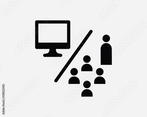 Online Class Icon. Presentation Monitor Screen Office Meeting Conference Digital Technology Icon Sign Symbol Artwork Graphic Illustration Clipart Vector
