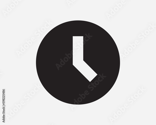 Round Clock Icon. Analogue Wall Wallclock Watch Time Timer Deadline Alarm Sign Symbol. Black and White Vector Graphic Illustration Clipart Cricut Cut photo