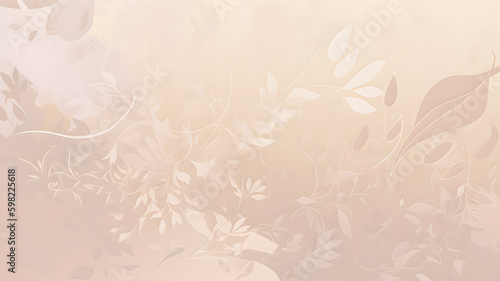 Fantasy flowers beige background, copy space, AI generated