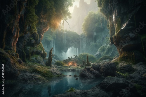 A stunning artwork depicting a mystical and enchanting world. Generative AI