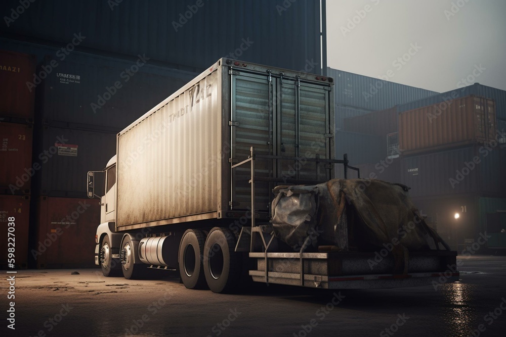 Uncovered cargo hauler. Generative AI