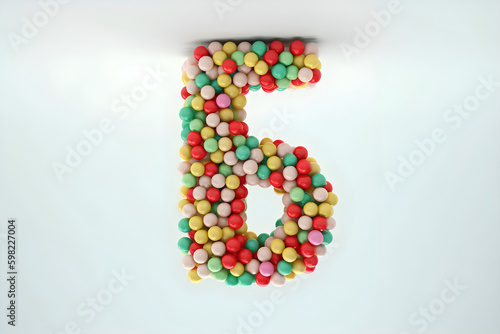illustration of Russian letter    made from bright colorful rubber balls on light background  Generative AI
