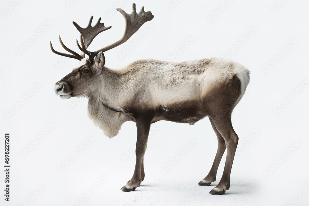 Image of a deer moose on white background. Wildlife Animals. Illustration, generative AI.