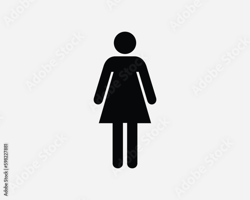 Woman Stick Figure Icon. Female Girl Lady Human Person Toilet Bathroom Gender Sign Symbol Shape Artwork Graphic Illustration Clipart Vector Cricut