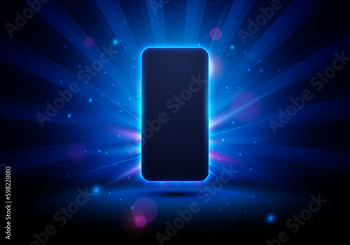 Smart Phone Showcase With Blue Glow