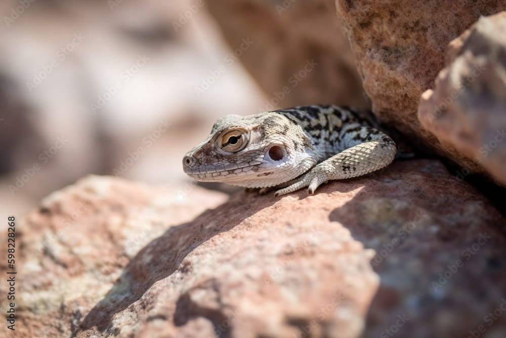 Lizard blending into a roc