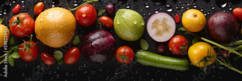 A image of Fresh vegetables mix seamless background. AI generative