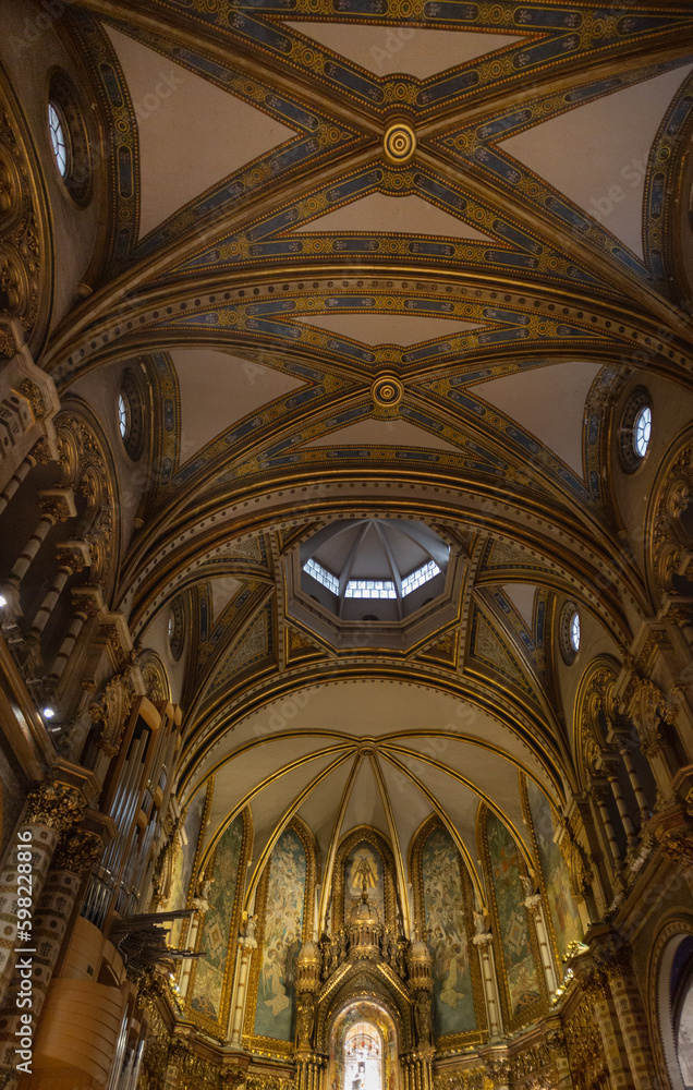 Interior view of the spectacular Benedictine monastery of Holy Mary of Montserrat