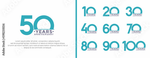 set of anniversary logo style blue color on white background for special moment