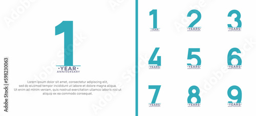set of anniversary logo style blue color on white background for special moment
