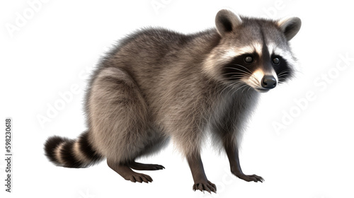 Racoon isolated on transparent background created with generative AI technology