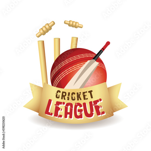 Cricketer logo, Cricket League, Cricket Championship, man of the match bat and ball with stumps vector illustration